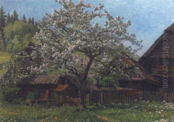 Sommertag Am Bauernhof Oil Painting by Georg Holub