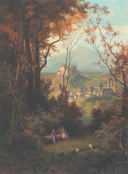 Blick Vom Kapuzinerberg Auf Salzburg Oil Painting by Georg Holub