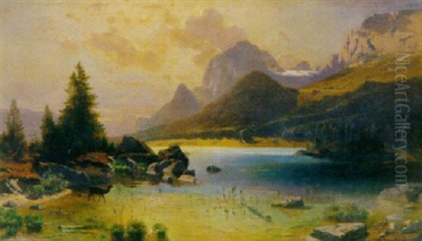 Gebirgsee Oil Painting by Georg Holub