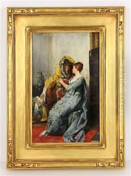 Modest Glance Oil Painting by Gustav Holweg