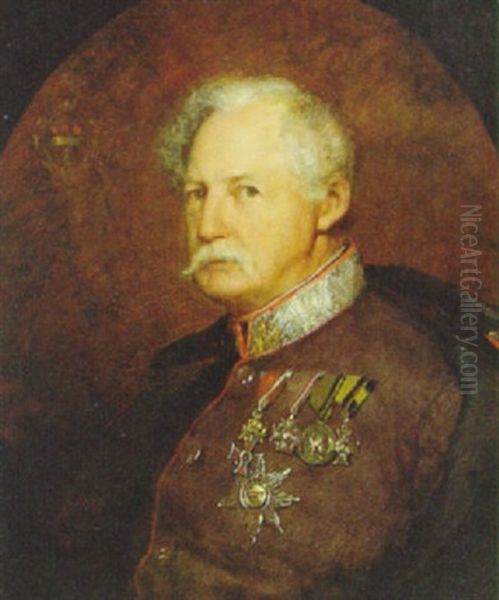 Portrait Eines Oberst Des Osterreichischen Infanterieregimentes Oil Painting by Gustav Holweg