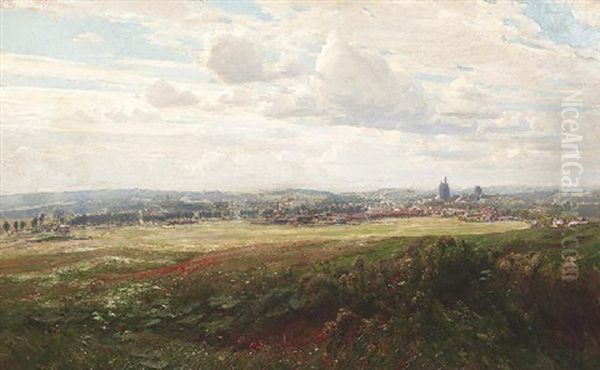 Panoramablick Uber Weite Felder Auf Eine Stadt In Suddeutschland (?) Oil Painting by Albert Holz