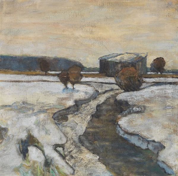 Dachauer Moorlandschaft Im Winter Oil Painting by Adolf Hoelzel