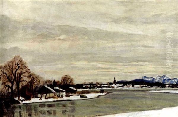 Winterlandschaft Bei Dachau Oil Painting by Adolf Hoelzel