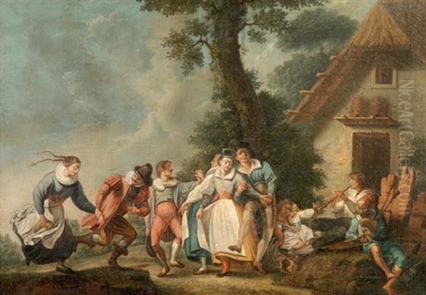 Rejouissances Villageoises Oil Painting by Johann Evangelist Holzer