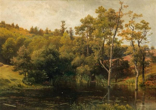 Weiher Im Wald Oil Painting by Josef Holzer