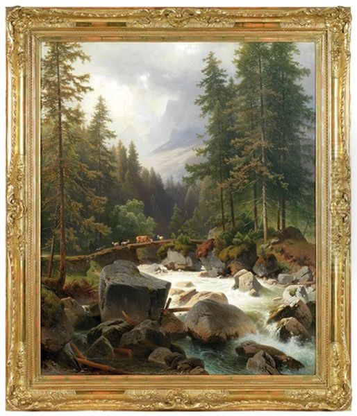 Almauftrieb Oil Painting by Josef Holzer