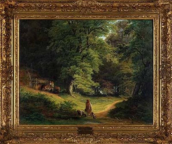 Lageridylle An Der Waldlichtung Oil Painting by Josef Holzer