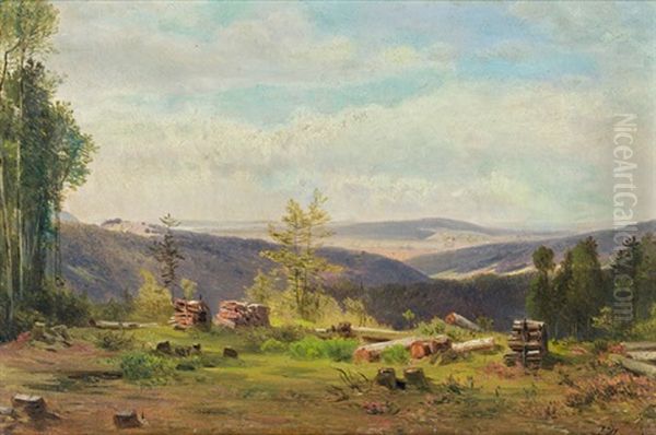 Waldlichtung Oil Painting by Josef Holzer