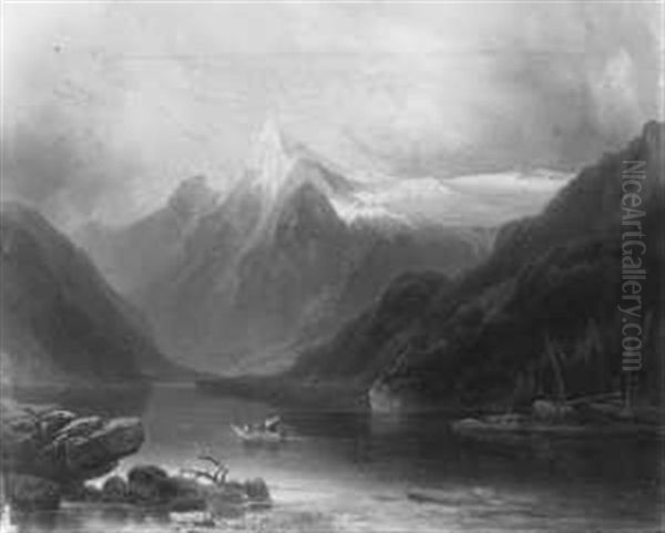 Blick Auf Den Konigssee Mit Dem Watzmann Oil Painting by Josef Holzer