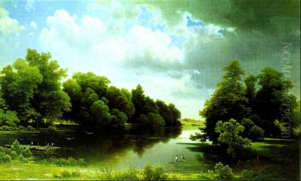 Aulandschaft Oil Painting by Josef Holzer