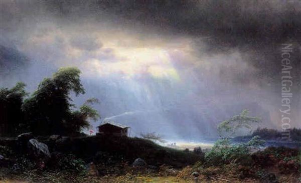 Seelandschaft Mit Aufziehendem Gewitter Oil Painting by Josef Holzer