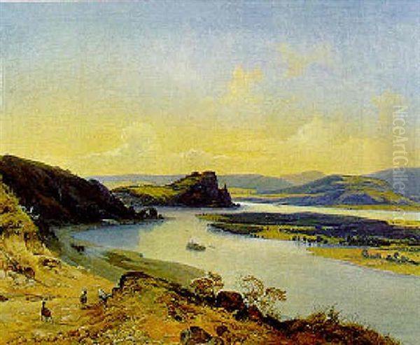 Das Donautal In Oberosterreich Oil Painting by Josef Holzer