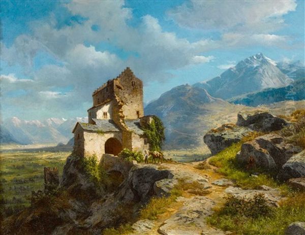 Chateau De La Majorie - Sion Oil Painting by Adolf Rudolf Holzhalb