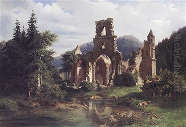 Klosterruine Allerheiligen Im Bad. Schwarzwald Oil Painting by Adolf Rudolf Holzhalb