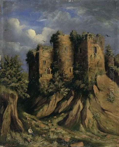 Landskron Bei Basel Oil Painting by Adolf Rudolf Holzhalb