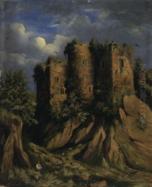 Landskron Bei Basel Oil Painting by Adolf Rudolf Holzhalb