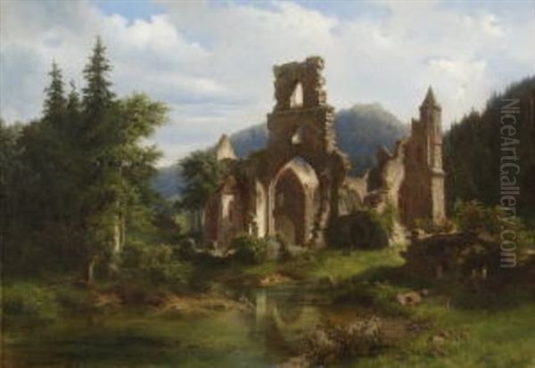 Klosterruine Allerheiligen Im Schwarzwald Oil Painting by Adolf Rudolf Holzhalb