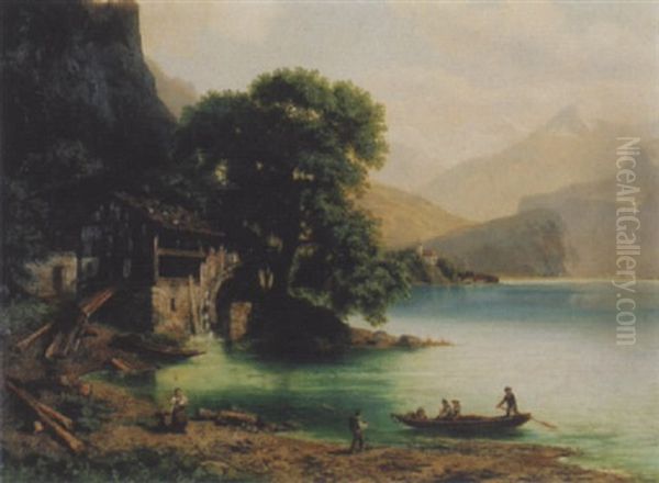 Der Brienzsee Mit Blick Gegen Brienz Oil Painting by Adolf Rudolf Holzhalb