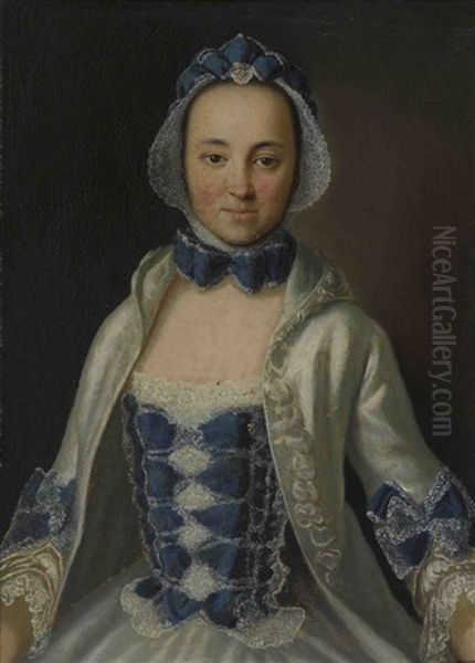 Bildnis Einer Grafin Von Preysing (maria Charlotte Theresia Grafin Von Preysing-hohenaschau, Geb. Grafin Von Seinsheim?) Oil Painting by Johann Evangelist Hoelzl