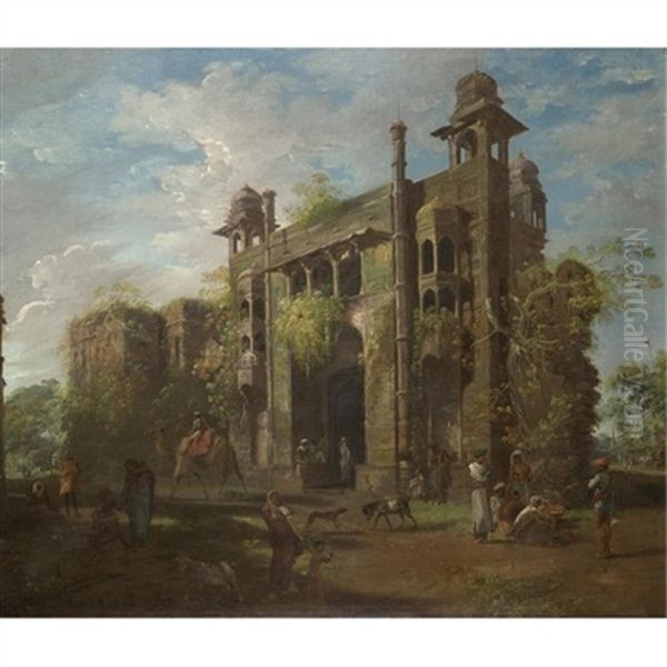 View Of The Gate Of The Lal Baghanglo-indian Paintings And Miniatures Oil Painting by Robert Home