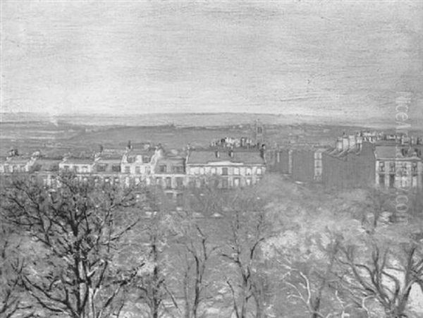 Heriot Row From Queen Street, Edinburgh, Looking North Down Howe Street Towards The Firth Of Forth Oil Painting by Robert Home