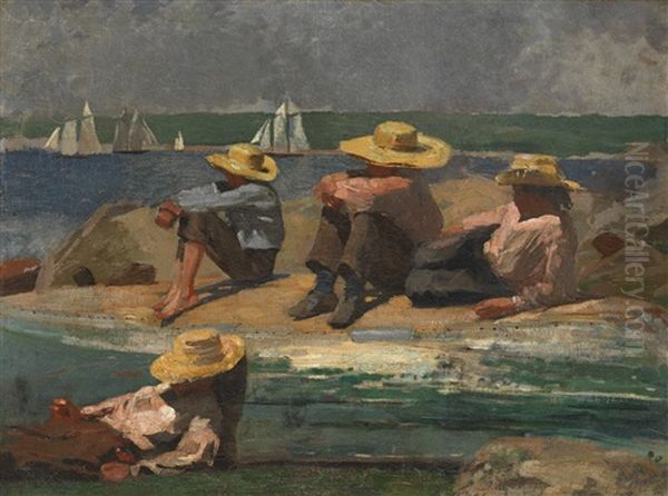 Children On The Beach (watching The Tide Go Out; Watching The Boats) by Winslow Homer