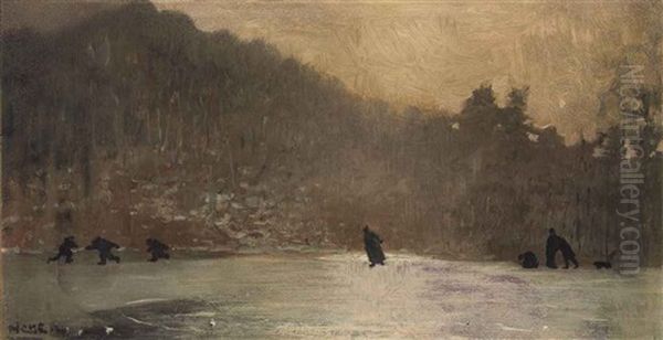 Skating Oil Painting by Winslow Homer