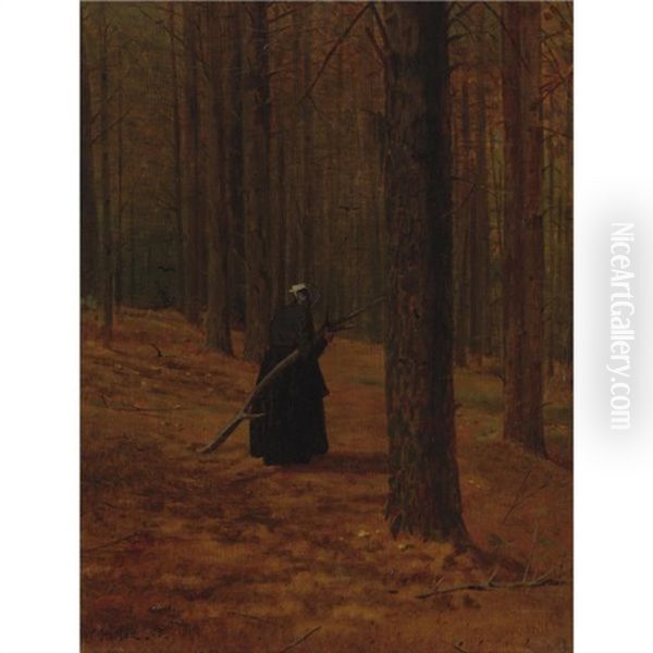 Old Woman Gathering Faggots Oil Painting by Winslow Homer