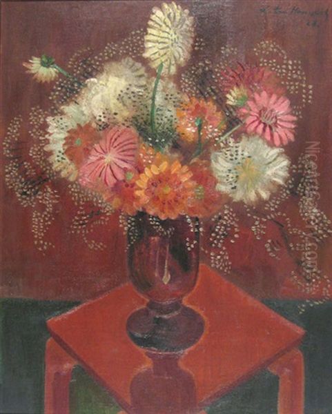 Blumenstillleben Oil Painting by Ludwig ten Hompel