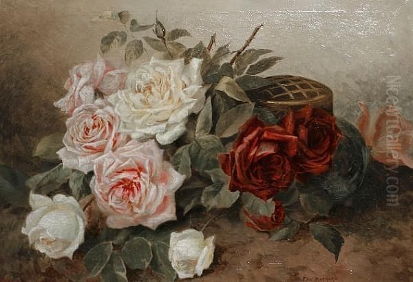 Still Life Of Roses Oil Painting by Emily Barnard