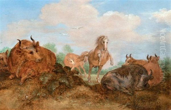 Paysage Aux Vaches Et Cheval by Gillis Claesz De Hondecoeter