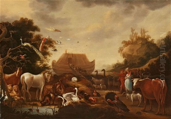 Landscape With Animals And Noah's Ark Oil Painting by Gillis Claesz De Hondecoeter