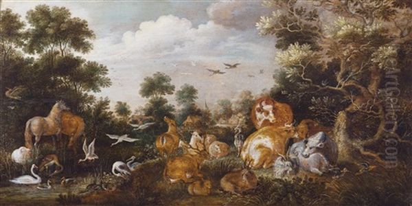 Paradieslandschaft Oil Painting by Gillis Claesz De Hondecoeter