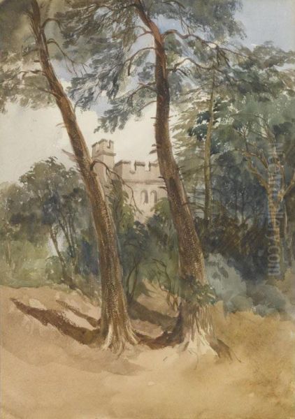 The Gardens, Shrubland Park Oil Painting by George Barnard