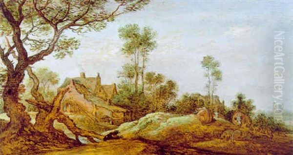 Bewaldete Landschaft Mit Einer Herde Oil Painting by Gillis Claesz De Hondecoeter