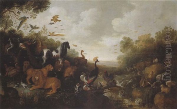 Orpheus Bezaubert Mit Seinem Spiel Tiere Und Baume Oil Painting by Gysbert Gillisz de Hondecoeter