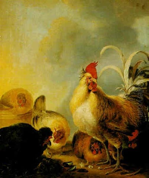 Farmyard Fowl Oil Painting by Gysbert Gillisz de Hondecoeter