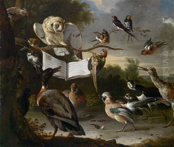 Das Vogelkonzert Oil Painting by Melchior de Hondecoeter