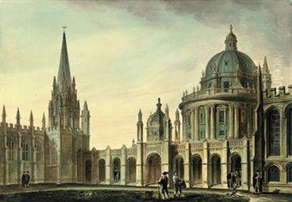 The Radcliffe Camera From The Great Quadrangle Of All Soulscollege, Oxford Oil Painting by William Henry Barnard