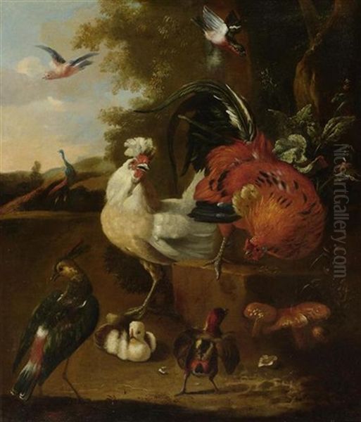 Stilleben Mit Vogelvieh Oil Painting by Melchior de Hondecoeter