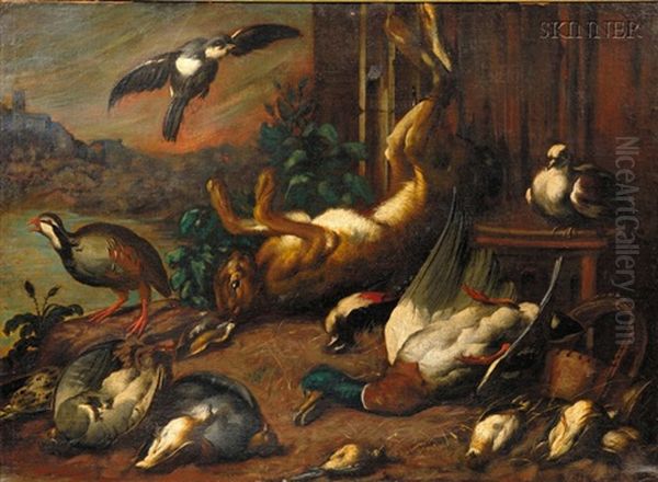 Still Life With Fowl And Game Oil Painting by Melchior de Hondecoeter