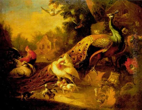 Aves En Un Paisaje Oil Painting by Melchior de Hondecoeter