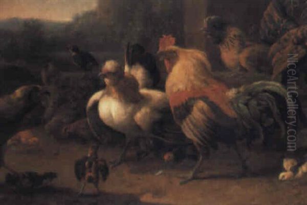 Aves En Un Paisaje Oil Painting by Melchior de Hondecoeter