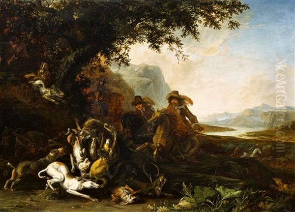 The Bear Hunt Oil Painting by Abraham Danielsz Hondius