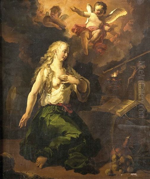 Busende Maria Magdalena Oil Painting by Abraham Danielsz Hondius