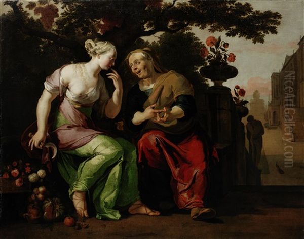 Vertumnus And Pomona Oil Painting by Abraham Danielsz Hondius