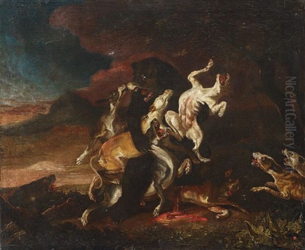 Bear Hunting Oil Painting by Abraham Danielsz Hondius