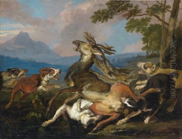 L'halali Du Cerf Oil Painting by Abraham Danielsz Hondius