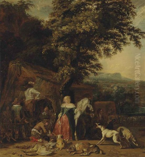 The Hunting Party Oil Painting by Abraham Danielsz Hondius